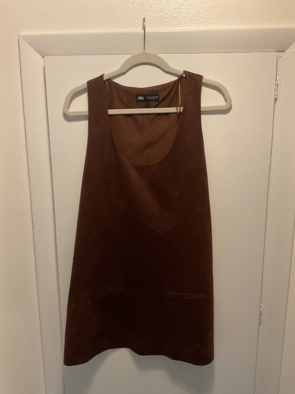 Zara Caramel Faux Suede Dress, Size Medium